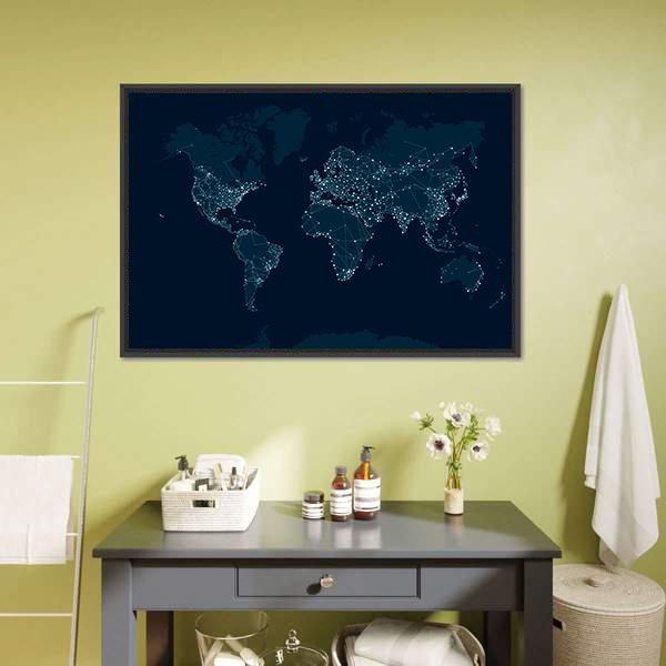 Communications Network Map Canvas Wall Art-3 Horizontal-Gallery Wrap-25" x 16"-Tiaracle
