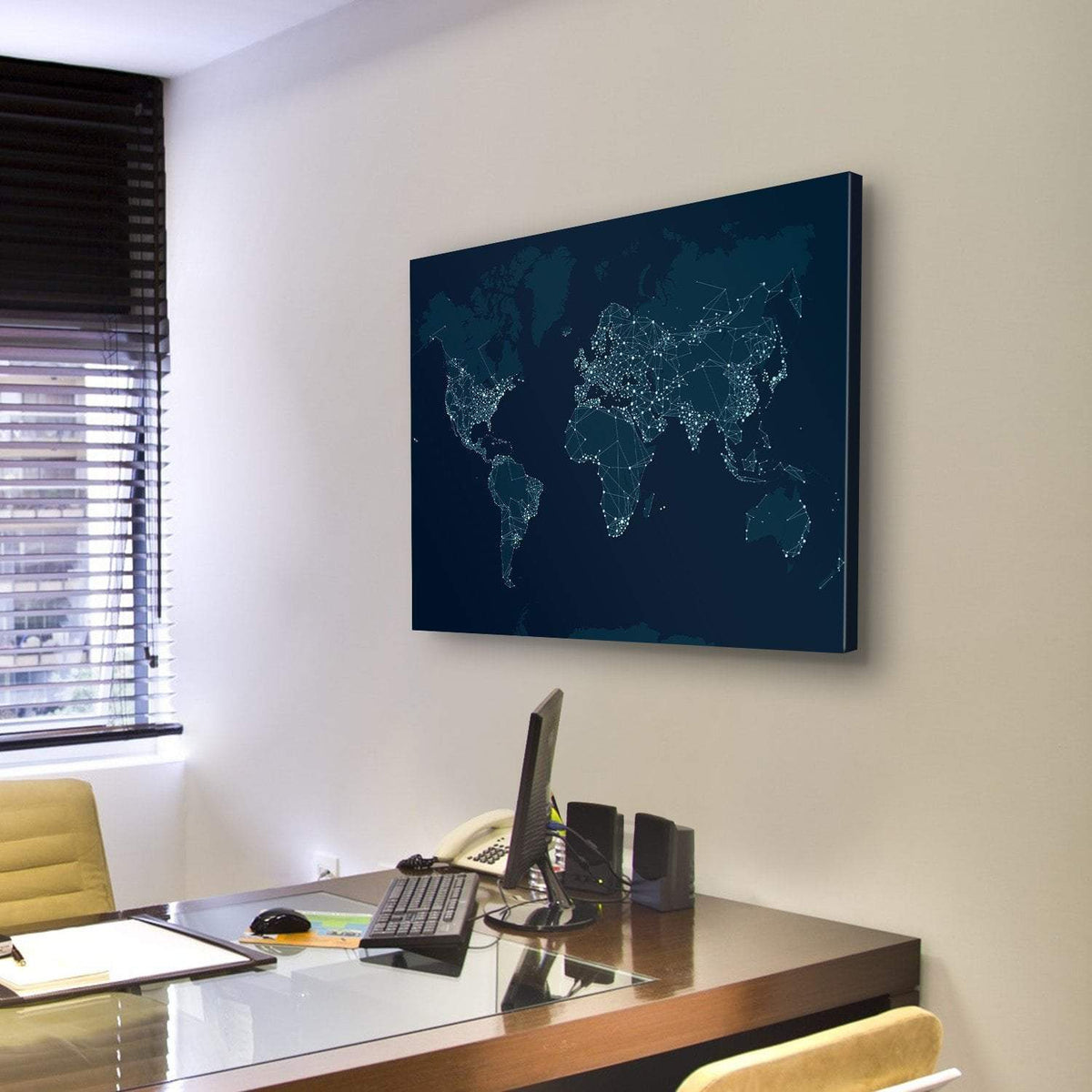 Communications Network Map Canvas Wall Art-3 Horizontal-Gallery Wrap-25" x 16"-Tiaracle