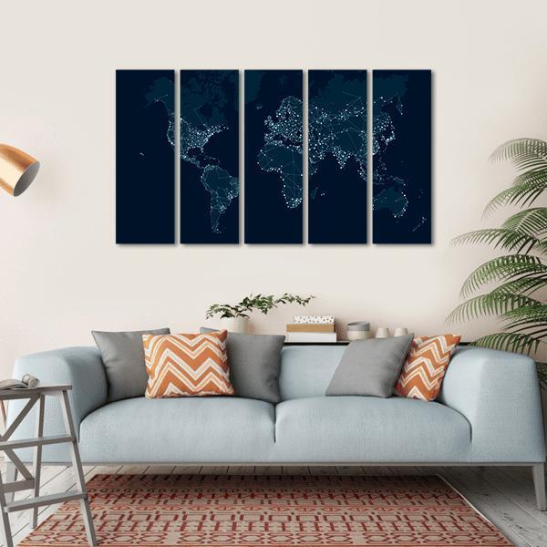 Communications Network Map Canvas Wall Art-5 Horizontal-Gallery Wrap-22" x 12"-Tiaracle