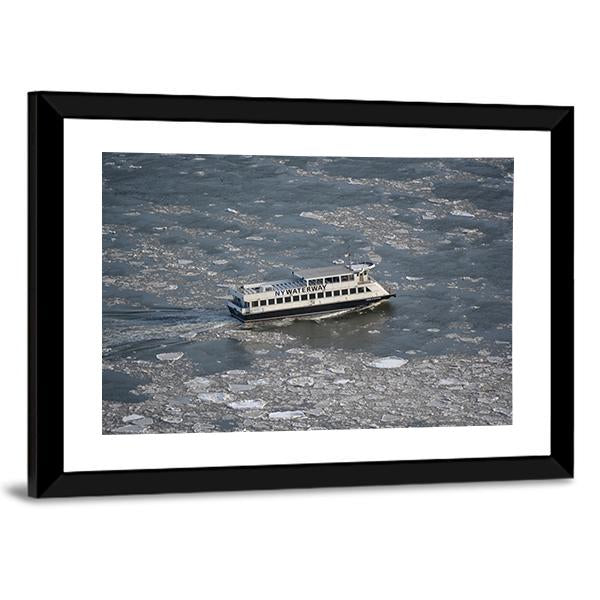 Commuter Ferry On East River Canvas Wall Art-3 Horizontal-Gallery Wrap-25" x 16"-Tiaracle