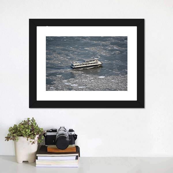 Commuter Ferry On East River Canvas Wall Art-3 Horizontal-Gallery Wrap-25" x 16"-Tiaracle