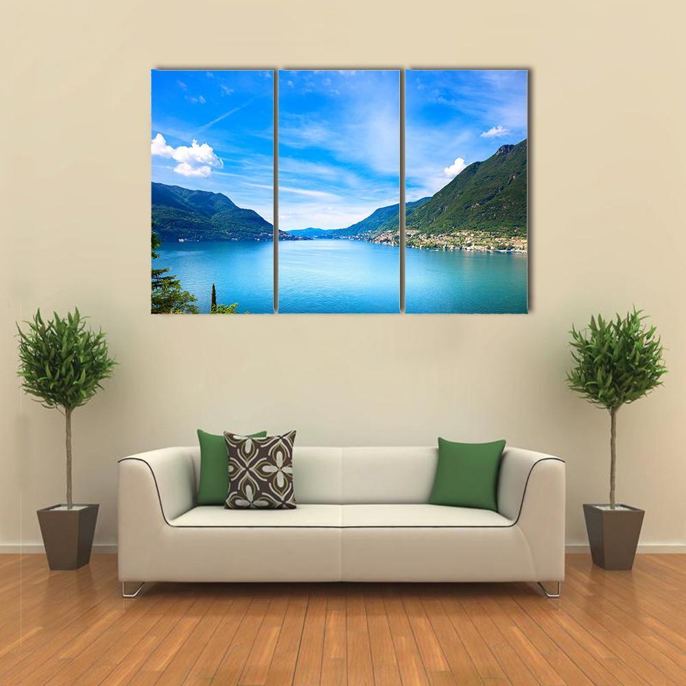 Como Lake Landscape Canvas Wall Art-4 Pop-Gallery Wrap-50" x 32"-Tiaracle