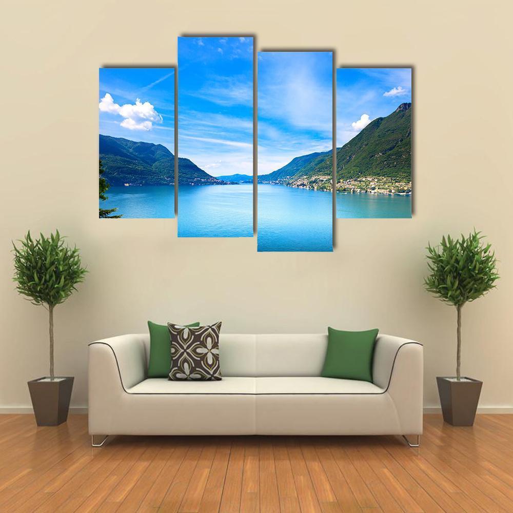 Como Lake Landscape Canvas Wall Art-4 Pop-Gallery Wrap-50" x 32"-Tiaracle