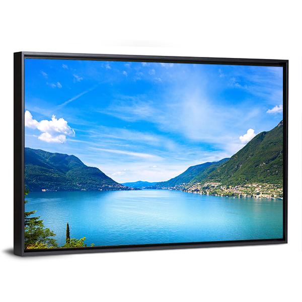 Como Lake Landscape Canvas Wall Art-3 Horizontal-Gallery Wrap-25" x 16"-Tiaracle
