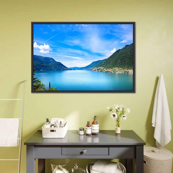 Como Lake Landscape Canvas Wall Art-3 Horizontal-Gallery Wrap-25" x 16"-Tiaracle