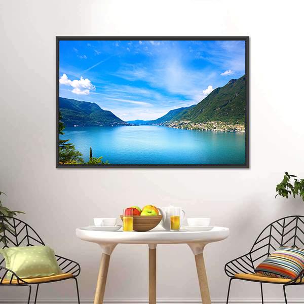 Como Lake Landscape Canvas Wall Art-1 Piece-Floating Frame-24" x 16"-Tiaracle