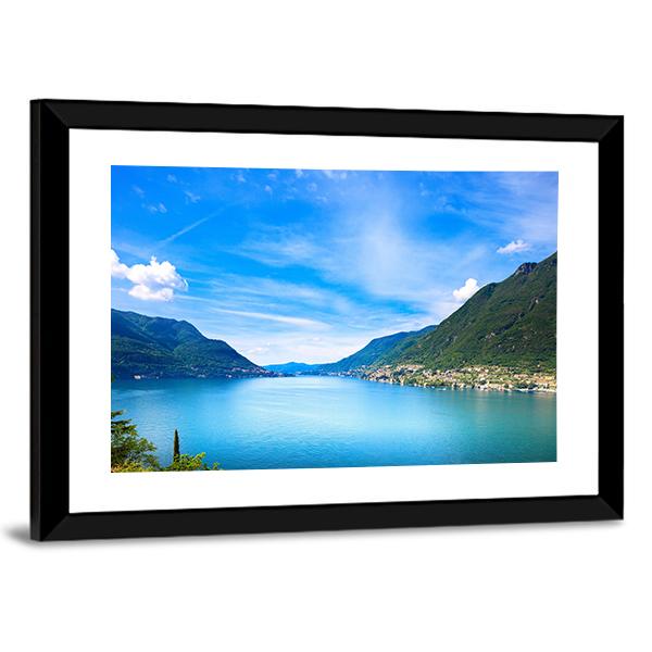 Como Lake Landscape Canvas Wall Art-3 Horizontal-Gallery Wrap-25" x 16"-Tiaracle