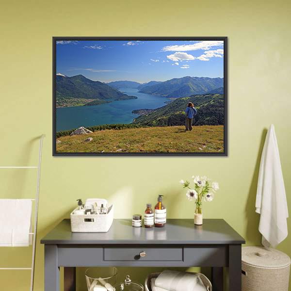 Como Lake Canvas Wall Art-3 Horizontal-Gallery Wrap-25" x 16"-Tiaracle