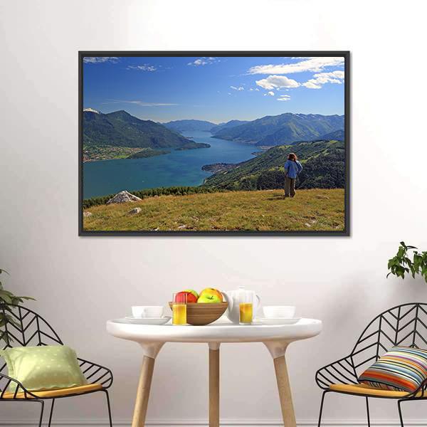 Como Lake Canvas Wall Art-1 Piece-Floating Frame-24" x 16"-Tiaracle