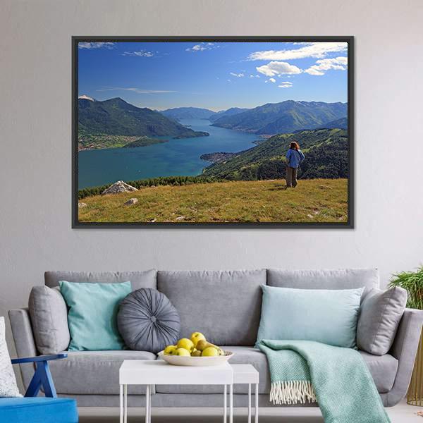 Como Lake Canvas Wall Art-3 Horizontal-Gallery Wrap-25" x 16"-Tiaracle