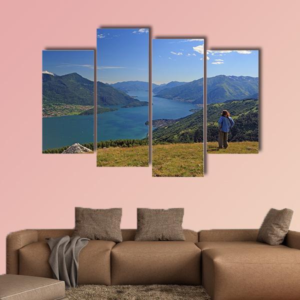 Como Lake Canvas Wall Art-4 Pop-Gallery Wrap-50" x 32"-Tiaracle