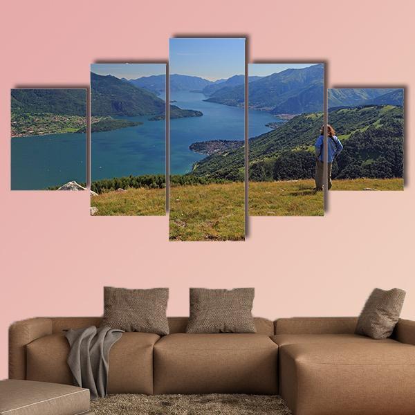 Como Lake Canvas Wall Art-5 Star-Gallery Wrap-62" x 32"-Tiaracle