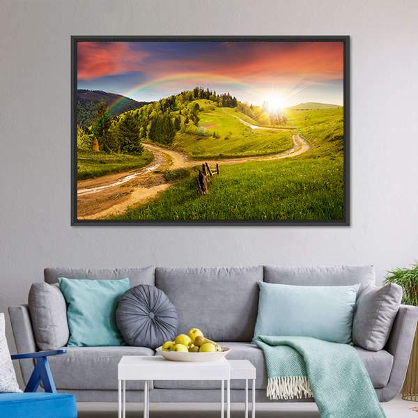 Composite Autumn Landscape Canvas Wall Art-1 Piece-Floating Frame-36" x 24"-Tiaracle
