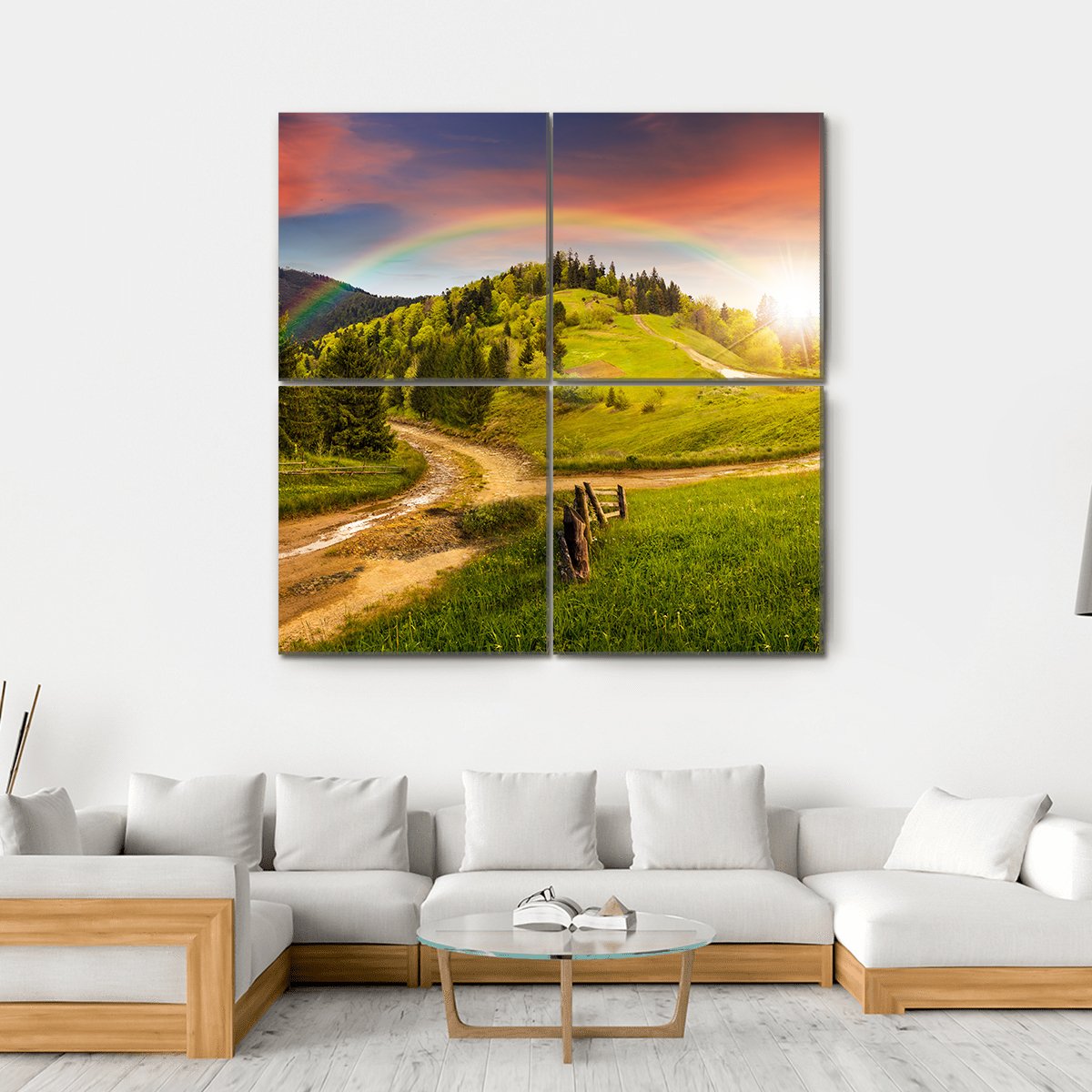 Composite Autumn Landscape Canvas Wall Art-4 Square-Gallery Wrap-17" x 17"-Tiaracle