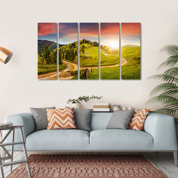 Composite Autumn Landscape Canvas Wall Art-5 Horizontal-Gallery Wrap-22" x 12"-Tiaracle
