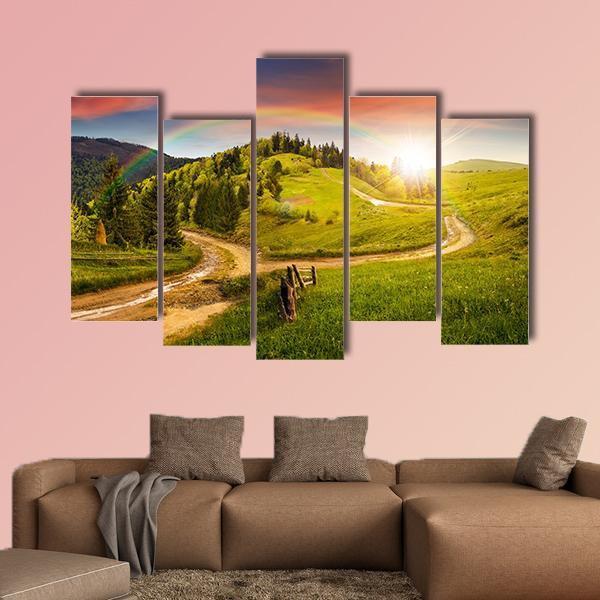 Composite Autumn Landscape Canvas Wall Art-5 Pop-Gallery Wrap-47" x 32"-Tiaracle
