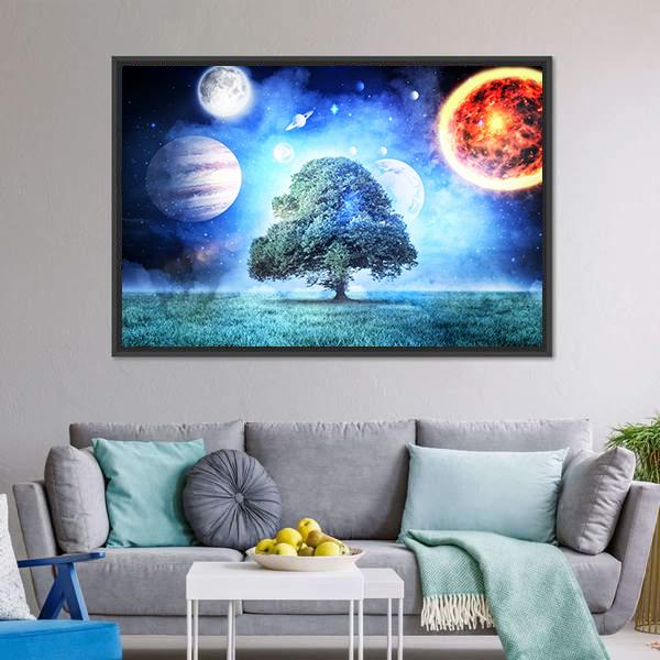 Composite Image Of Solar System Canvas Wall Art-5 Horizontal-Gallery Wrap-22" x 12"-Tiaracle