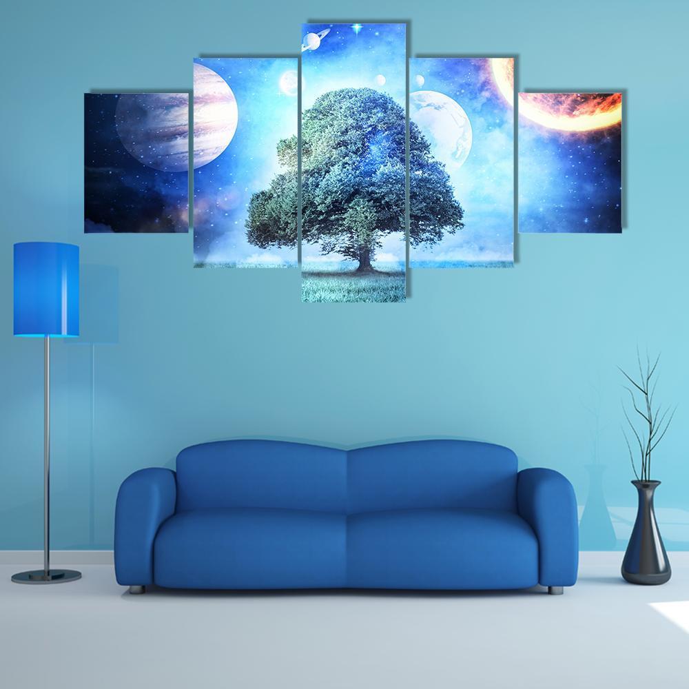 Composite Image Of Solar System Canvas Wall Art-5 Star-Gallery Wrap-62" x 32"-Tiaracle