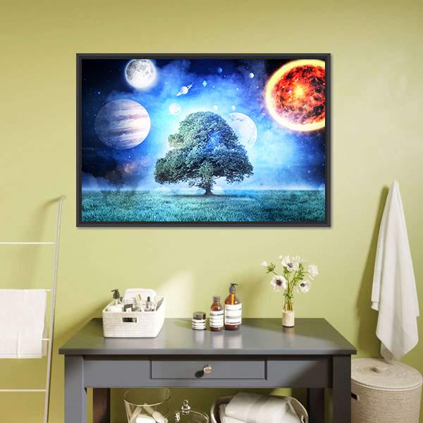 Composite Image Of Solar System Canvas Wall Art-3 Horizontal-Gallery Wrap-25" x 16"-Tiaracle