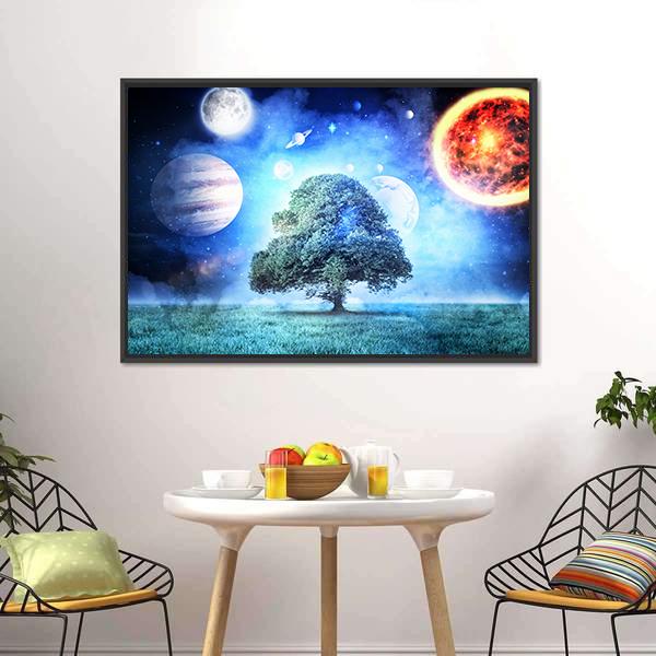 Composite Image Of Solar System Canvas Wall Art-1 Piece-Floating Frame-24" x 16"-Tiaracle