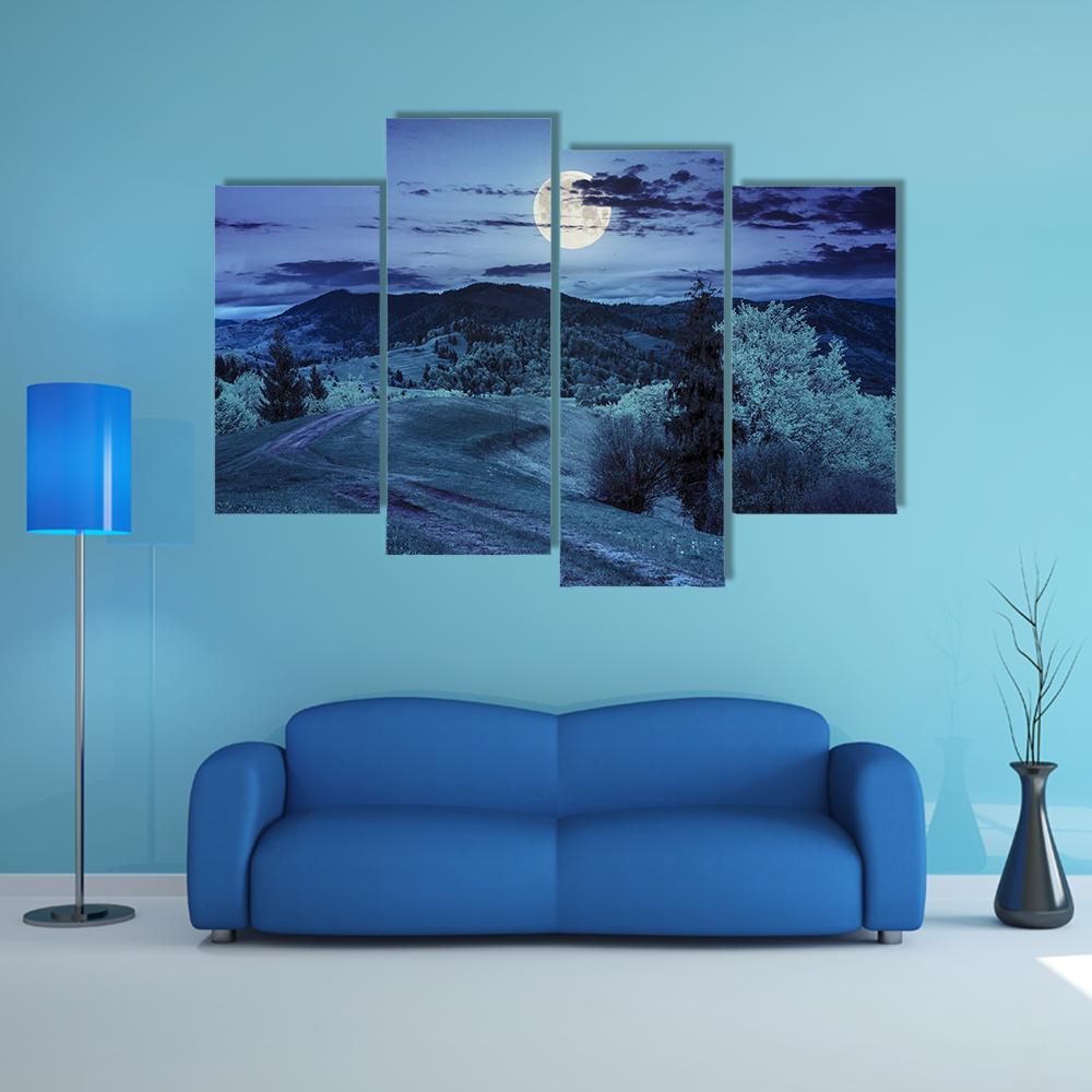 Mountain & Forest Landscape Canvas Wall Art-4 Pop-Gallery Wrap-50" x 32"-Tiaracle
