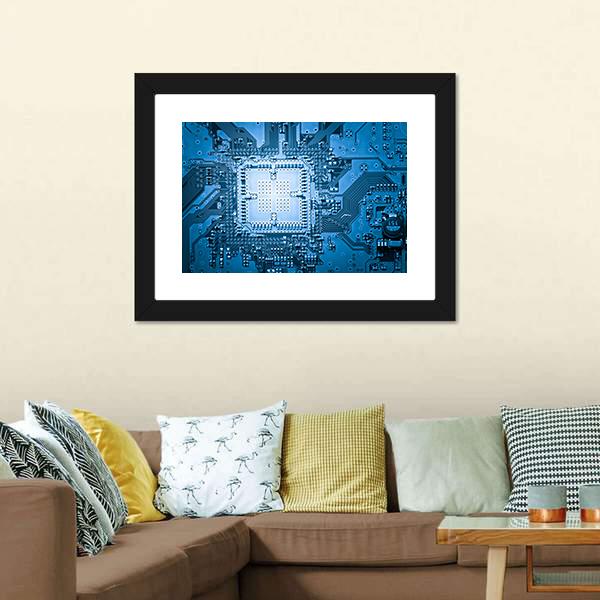 Computer Circuit Board Canvas Wall Art-1 Piece-Framed Print-20" x 16"-Tiaracle