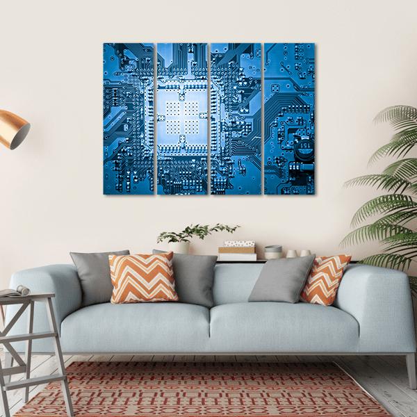 Computer Circuit Board Canvas Wall Art-4 Horizontal-Gallery Wrap-34" x 24"-Tiaracle