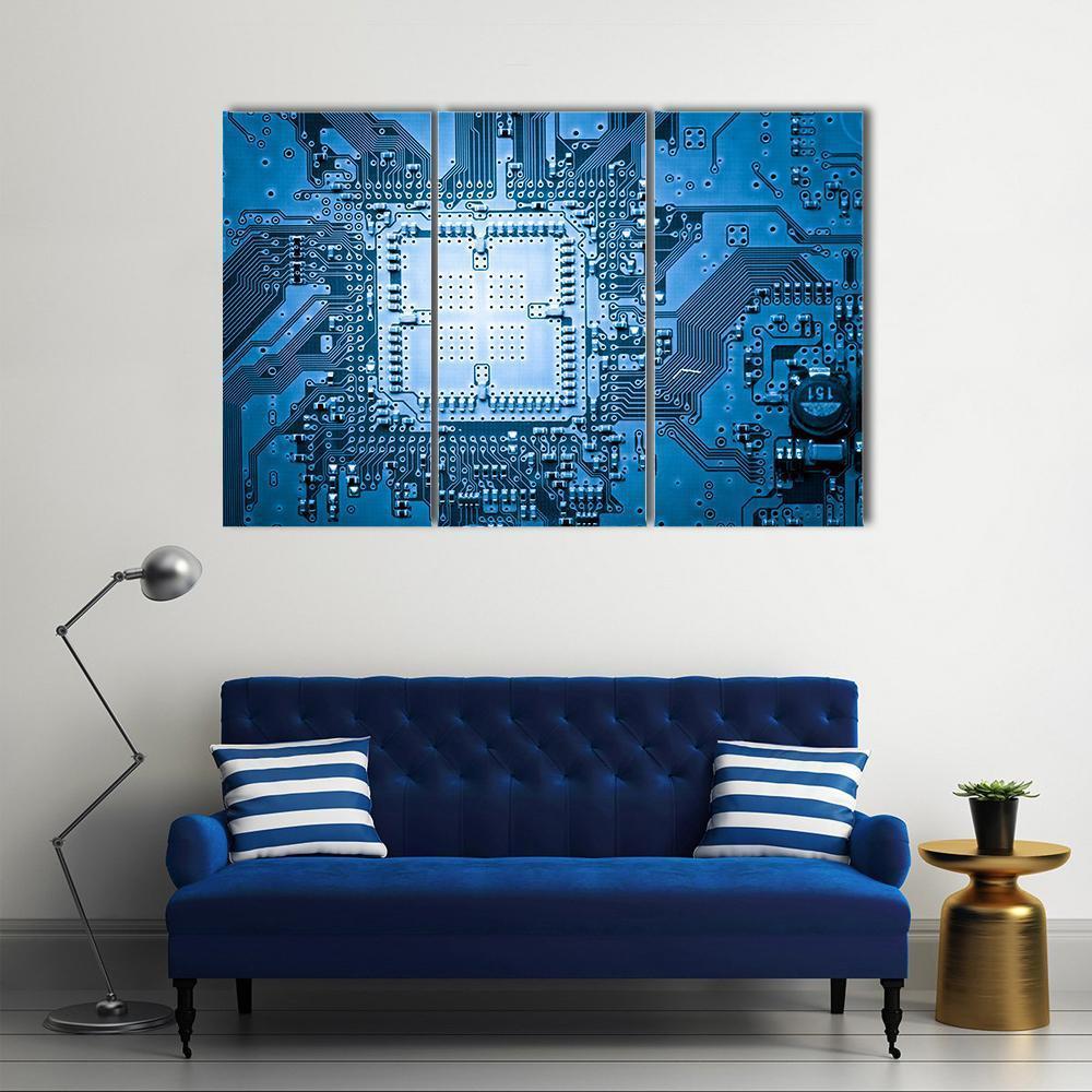 Computer Circuit Board Canvas Wall Art-3 Horizontal-Gallery Wrap-37" x 24"-Tiaracle