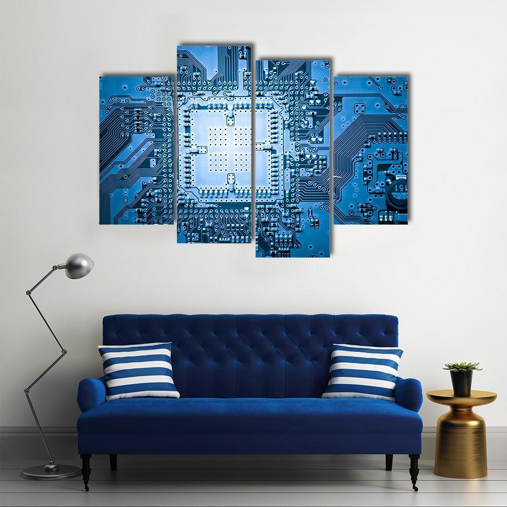 Computer Circuit Board Canvas Wall Art-4 Pop-Gallery Wrap-50" x 32"-Tiaracle
