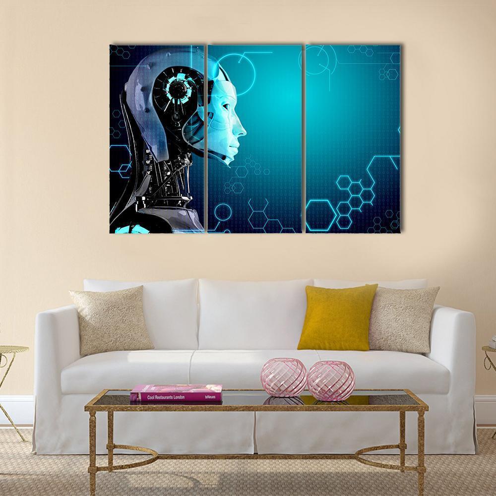 Computer Robot Canvas Wall Art-3 Horizontal-Gallery Wrap-37" x 24"-Tiaracle