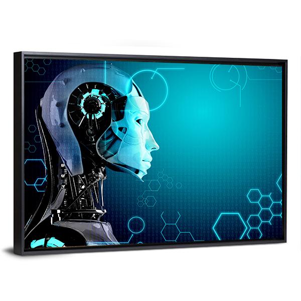 Computer Robot Canvas Wall Art-3 Horizontal-Gallery Wrap-25" x 16"-Tiaracle