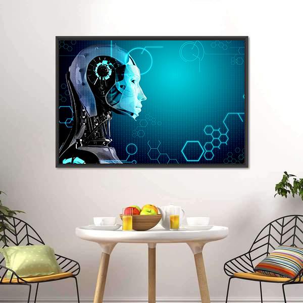 Computer Robot Canvas Wall Art-1 Piece-Floating Frame-24" x 16"-Tiaracle