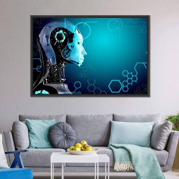Computer Robot Canvas Wall Art-3 Horizontal-Gallery Wrap-25" x 16"-Tiaracle