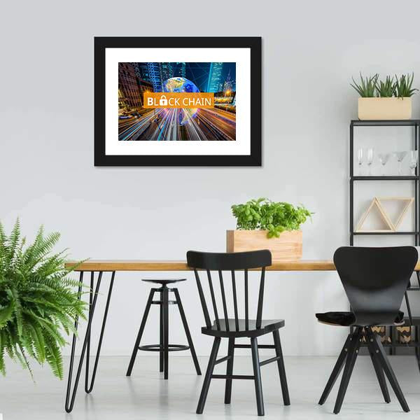 Concept Of Blockchain Panoramic Canvas Wall Art-1 Piece-36" x 12"-Tiaracle