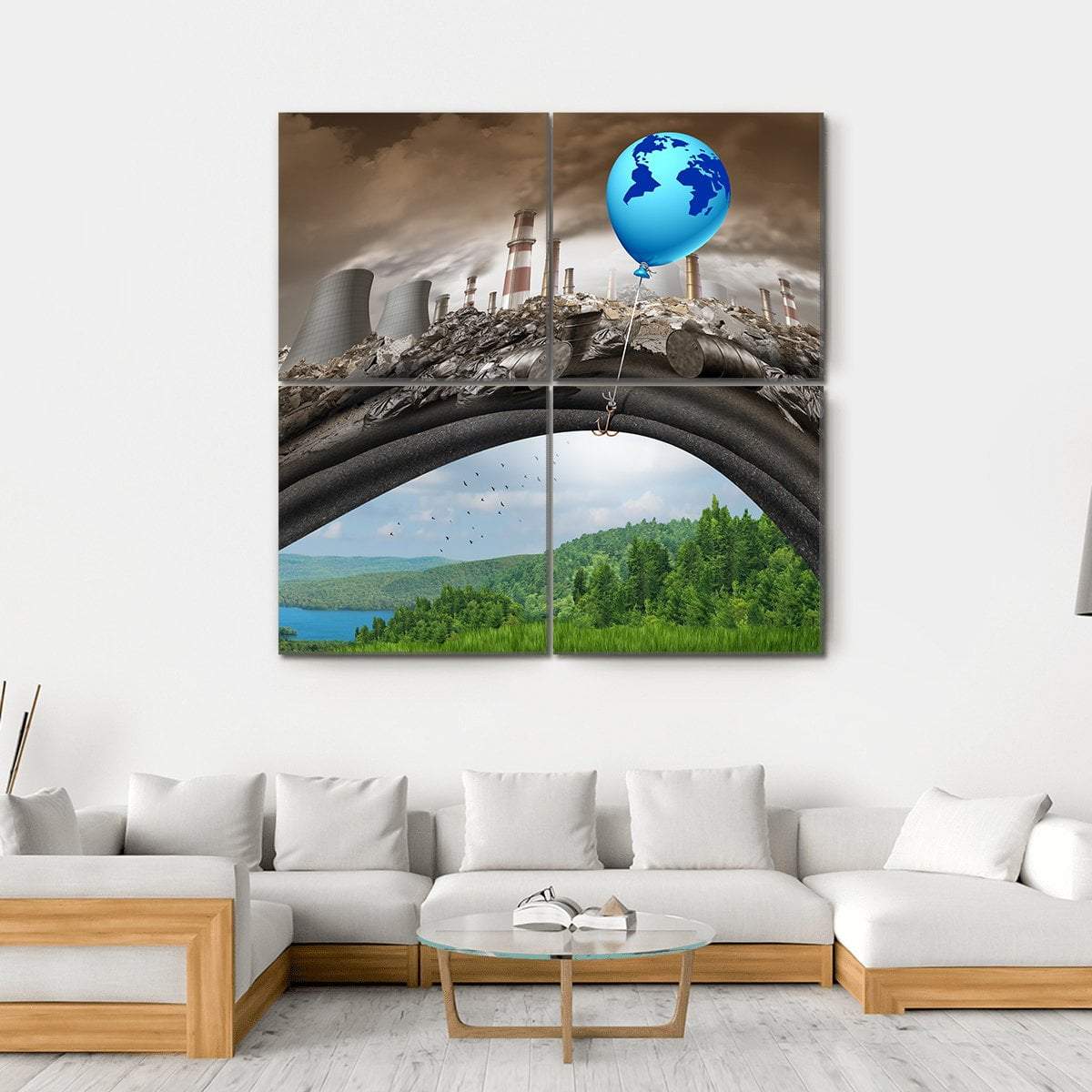 Concept Of Climate Change Canvas Wall Art-4 Square-Gallery Wrap-17" x 17"-Tiaracle