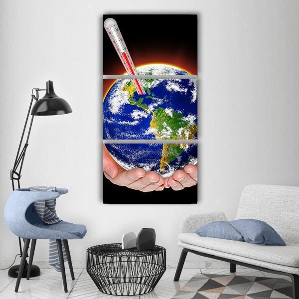 Thermometer In Earth Vertical Canvas Wall Art-3 Vertical-Gallery Wrap-12" x 25"-Tiaracle