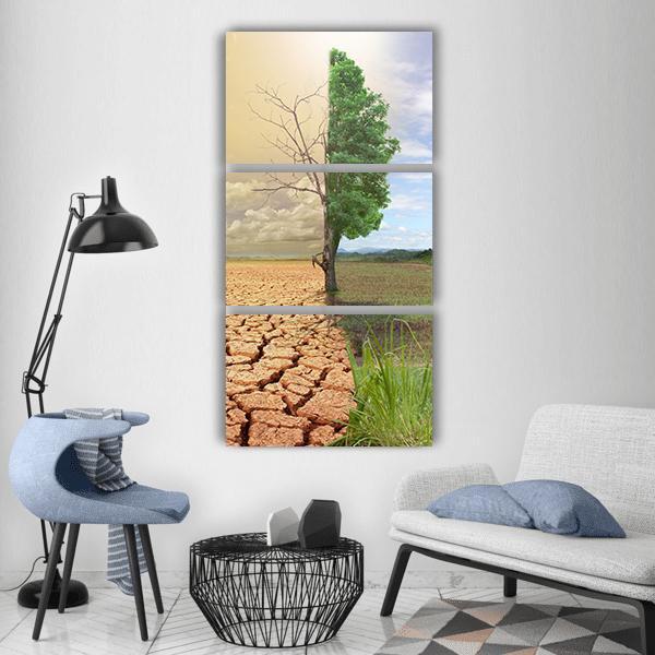 Two Season Concept Vertical Canvas Wall Art-3 Vertical-Gallery Wrap-12" x 25"-Tiaracle