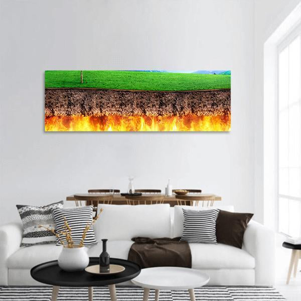 Hell & Paradise Concept Panoramic Canvas Wall Art-3 Piece-25" x 08"-Tiaracle