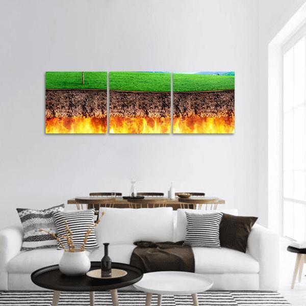Hell &amp; Paradise Concept Panoramic Canvas Wall Art-3 Piece-25" x 08"-Tiaracle