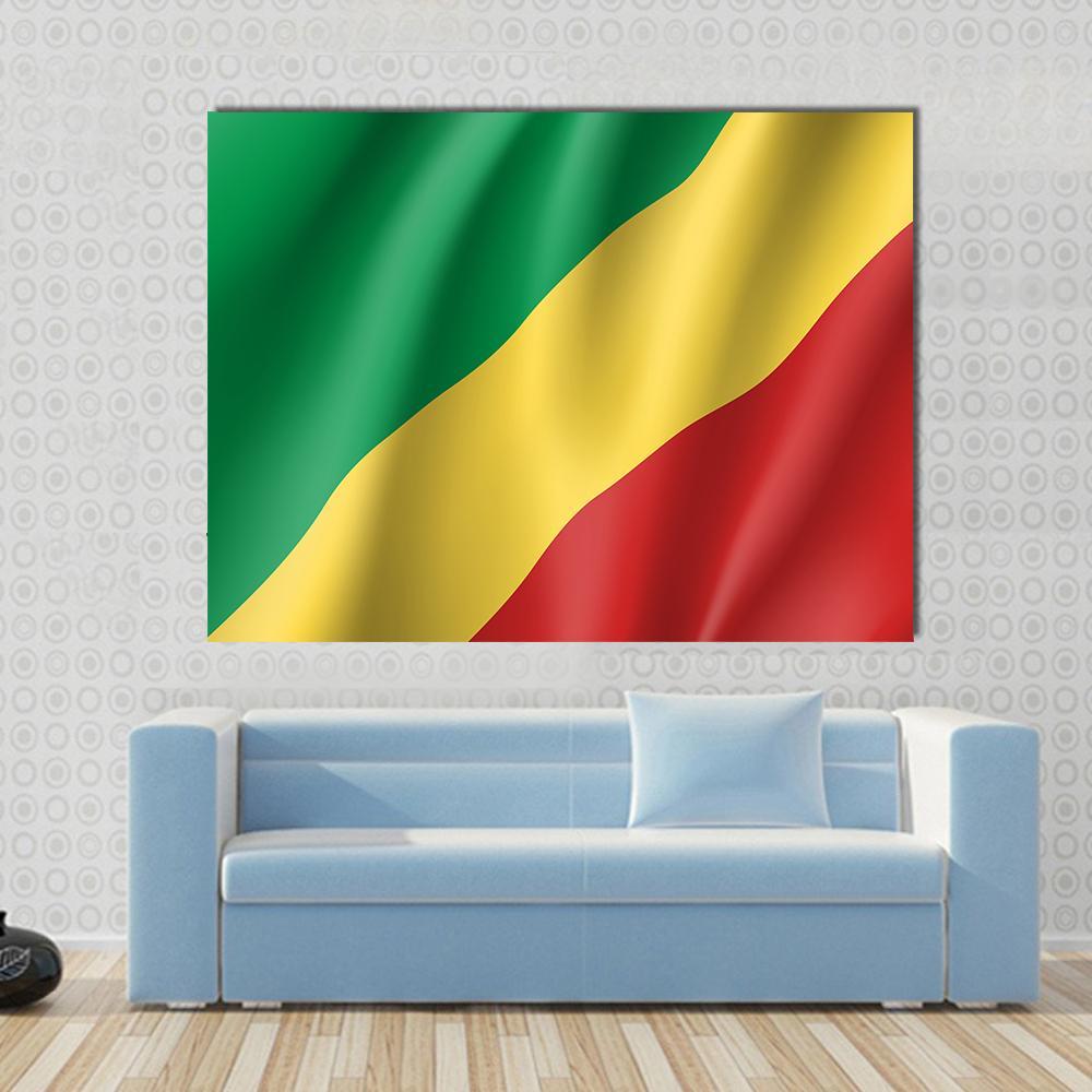 Congo Realistic Flag Canvas Wall Art-1 Piece-Gallery Wrap-36" x 24"-Tiaracle