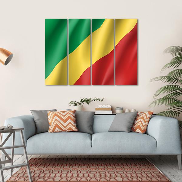 Congo Realistic Flag Canvas Wall Art-4 Horizontal-Gallery Wrap-34" x 24"-Tiaracle