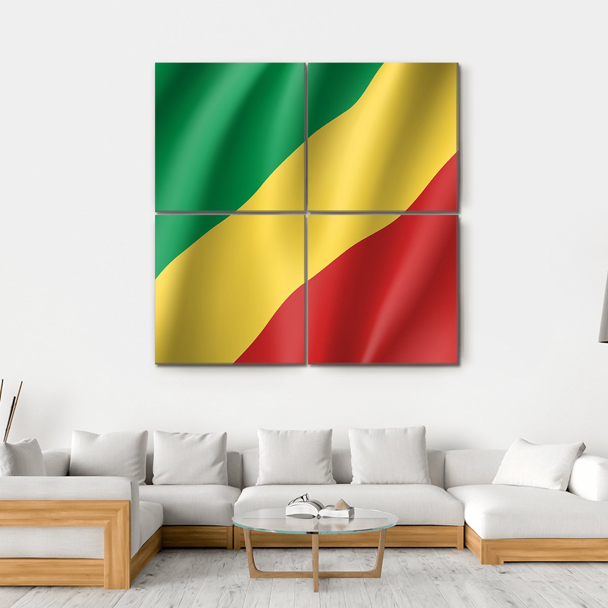 Congo Realistic Flag Canvas Wall Art-4 Square-Gallery Wrap-17" x 17"-Tiaracle