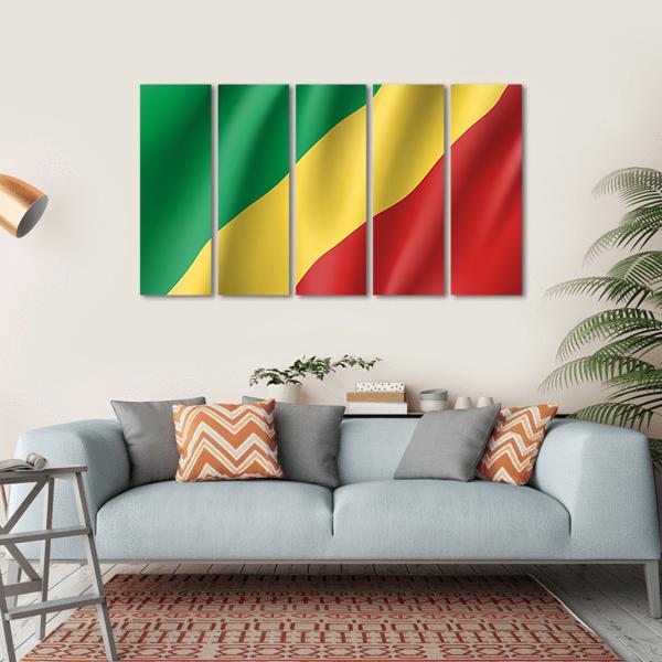 Congo Realistic Flag Canvas Wall Art-5 Horizontal-Gallery Wrap-22" x 12"-Tiaracle