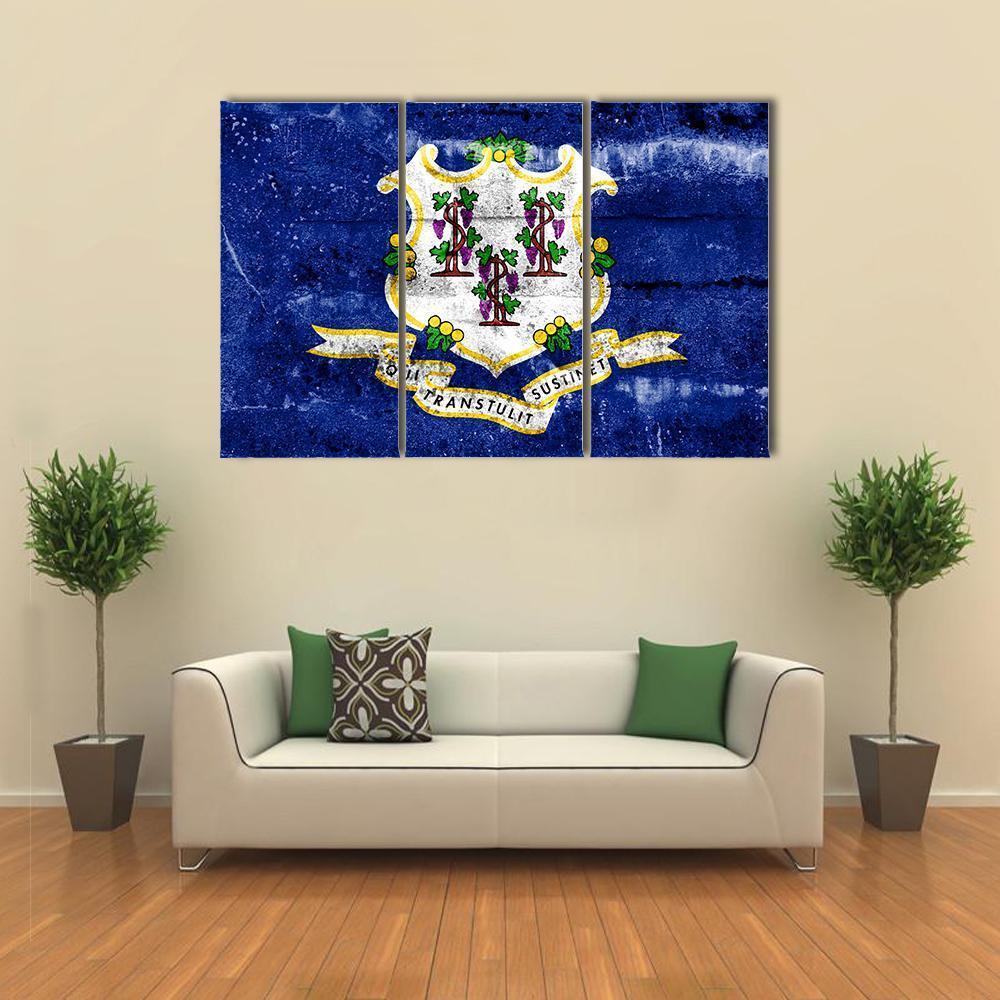 Connecticut Flag Canvas Wall Art-3 Horizontal-Gallery Wrap-37" x 24"-Tiaracle