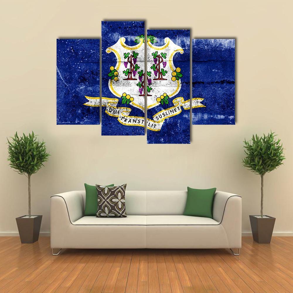 Connecticut Flag Canvas Wall Art-4 Pop-Gallery Wrap-50" x 32"-Tiaracle