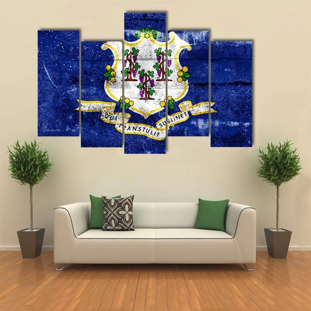 Connecticut Flag Canvas Wall Art-5 Pop-Gallery Wrap-47" x 32"-Tiaracle