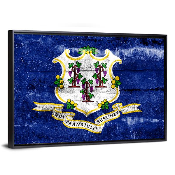 Connecticut Flag Canvas Wall Art-3 Horizontal-Gallery Wrap-25" x 16"-Tiaracle