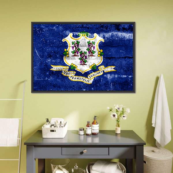 Connecticut Flag Canvas Wall Art-3 Horizontal-Gallery Wrap-25" x 16"-Tiaracle