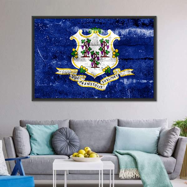 Connecticut Flag Canvas Wall Art-3 Horizontal-Gallery Wrap-25" x 16"-Tiaracle