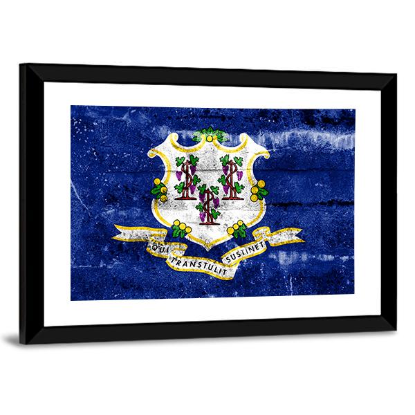 Connecticut Flag Canvas Wall Art-3 Horizontal-Gallery Wrap-25" x 16"-Tiaracle